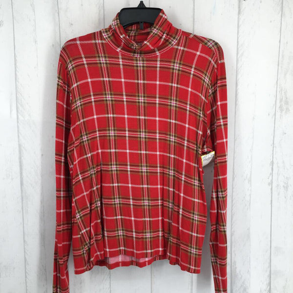 L l/s plaid t-neck top