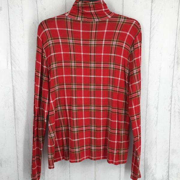 L l/s plaid t-neck top