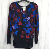 L l/s flower print v-neck top