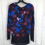 L l/s flower print v-neck top