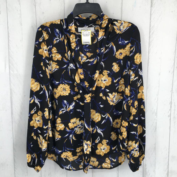 S l/s floral v-neck top