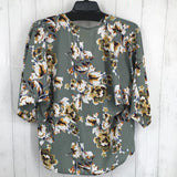 L s/s flower print wrap top