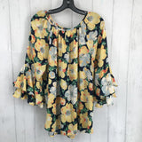 XL tiered ruffle bell slv flower print top