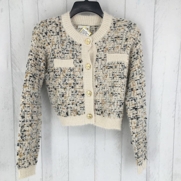 XS Tweed style cardigan w/ gold buttons