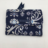 Quilted flo print snap wallet