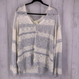 R47 XL l/s stripe v-neck sweater