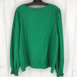 XL Textured V-neck smocked l/s