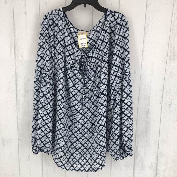 XL Printed tie-front bell l/s