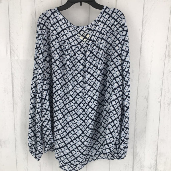 XL Printed tie-front bell l/s