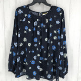 XL Flo print pleated front l/s