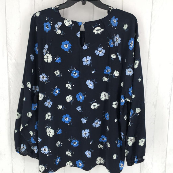 XL Flo print pleated front l/s