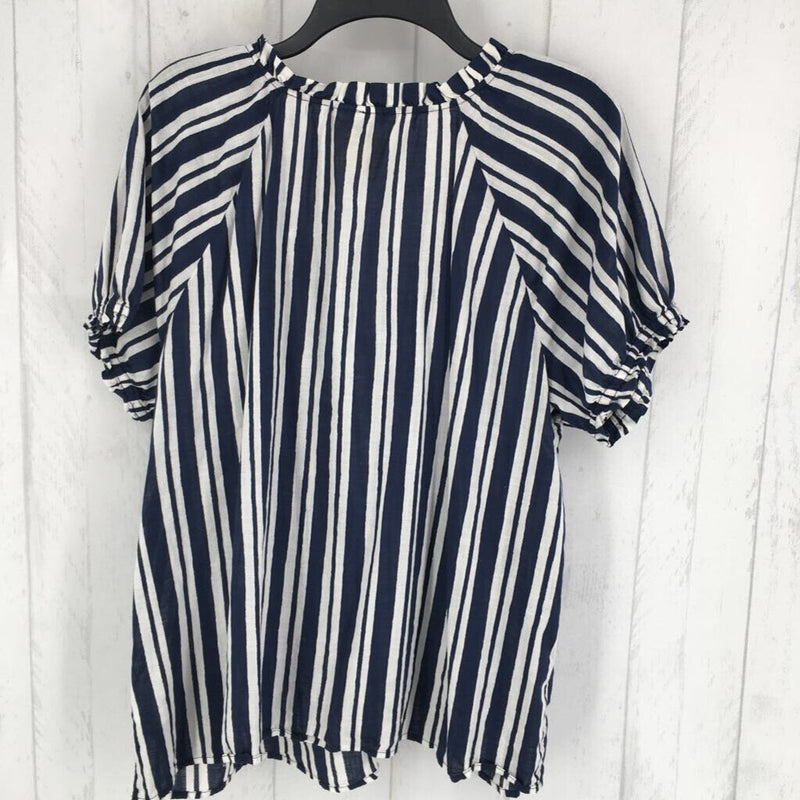 XL Striped Tie front puff slv