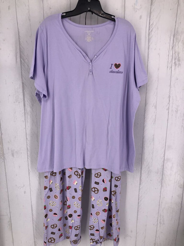 2Pc 2X "I heart chocolate" pajamas