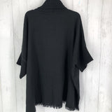 R68 OS t-neck fringe poncho