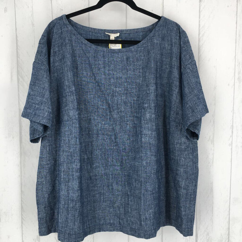 3X Chambray boat neck s/s top