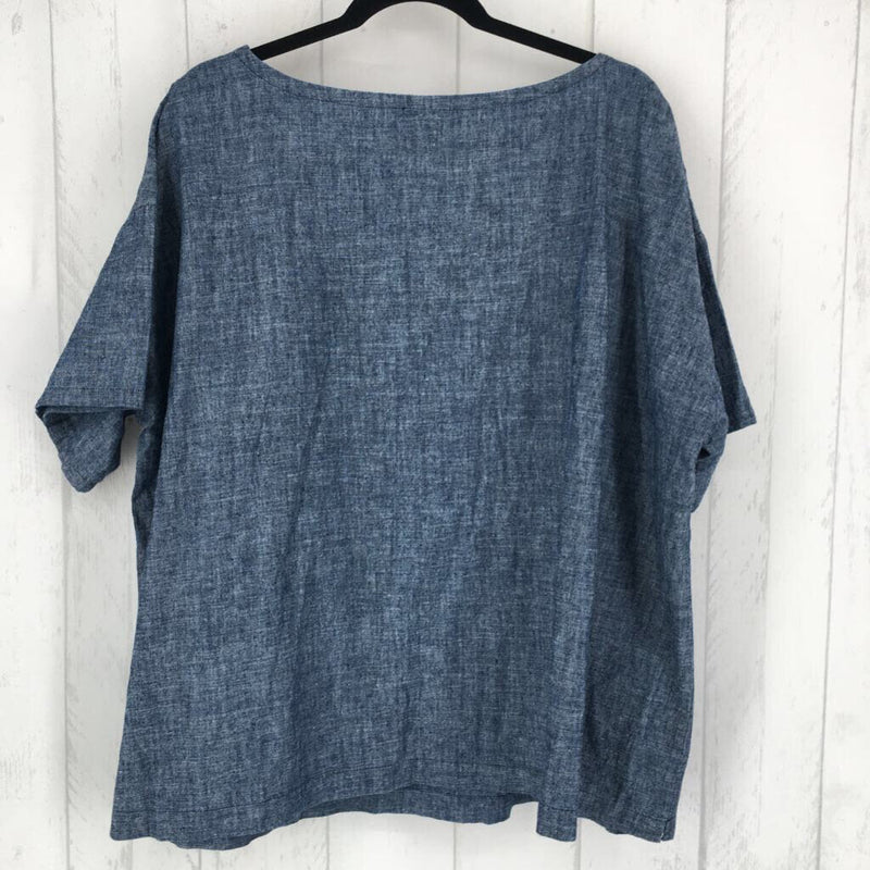 3X Chambray boat neck s/s top