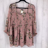 R49 3 chiffon smocked flower print top