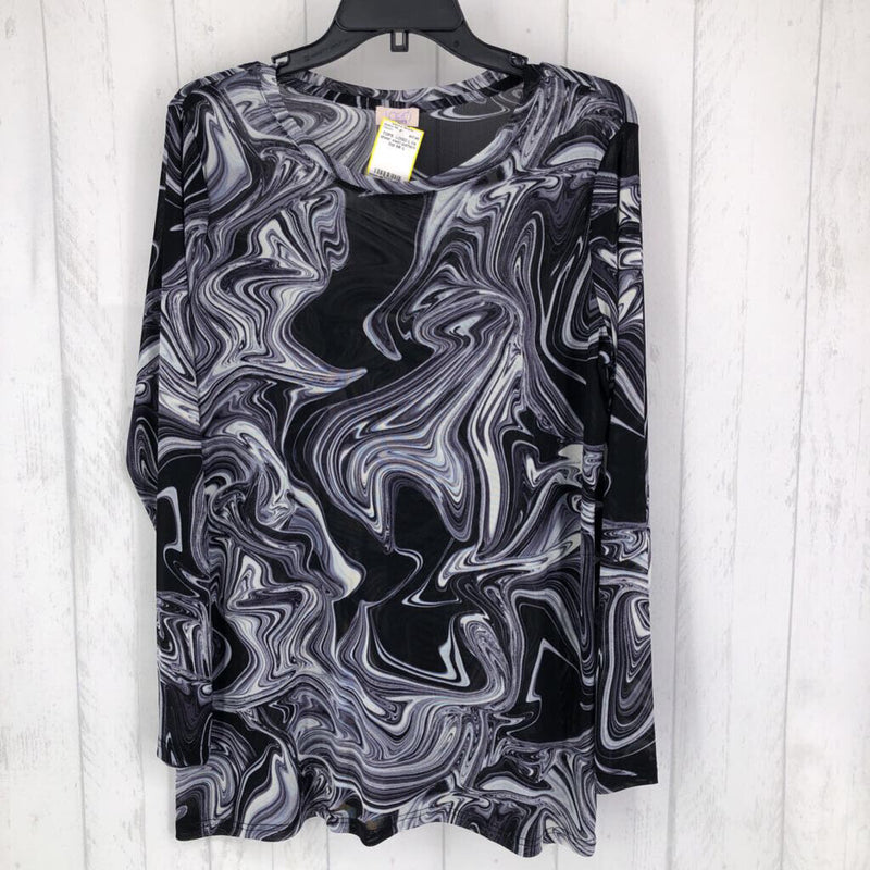 L l/s sheer swirl pattern top