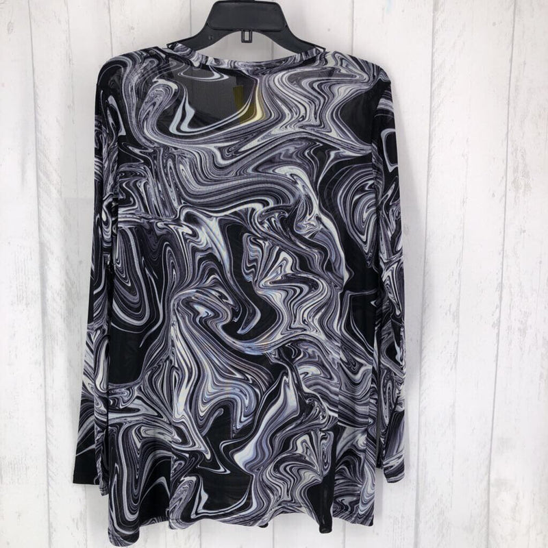 L l/s sheer swirl pattern top