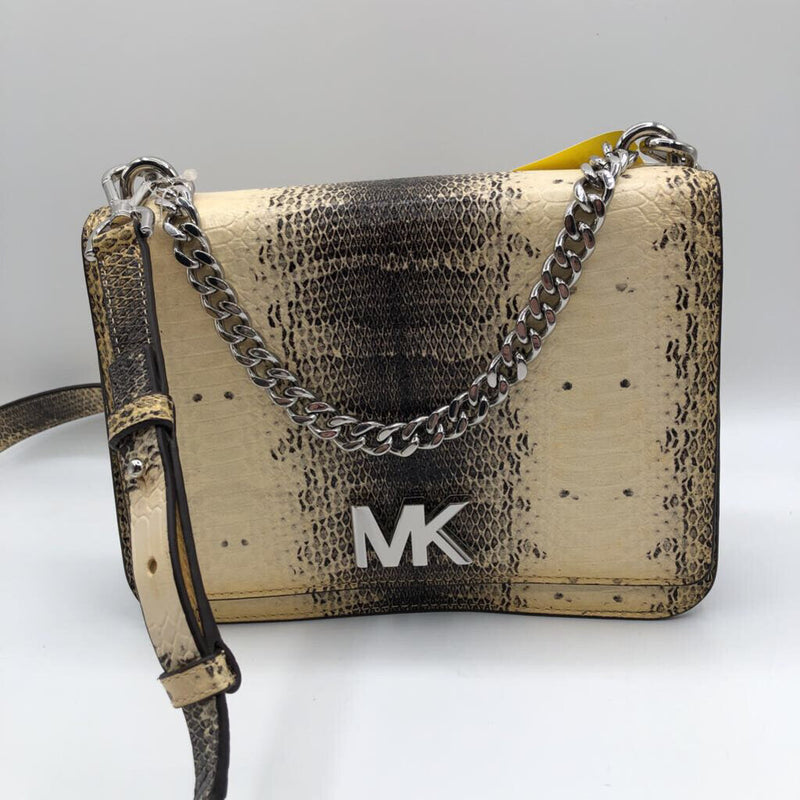 snakeskin print flap chain strap crossbody