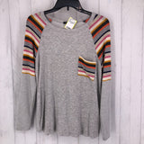 S stripe slv pocket top