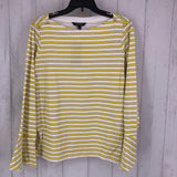 R79 XL Striped boat-neck ruffle slv top