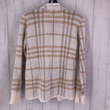 S Plaid w/fleece cardigan l/s