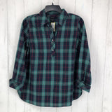 4p Plaid 1/2 button-down l/s top