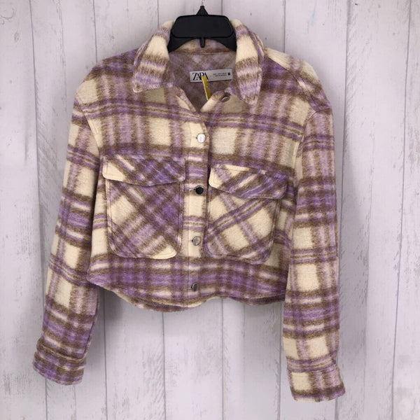 S Plaid crop jacket