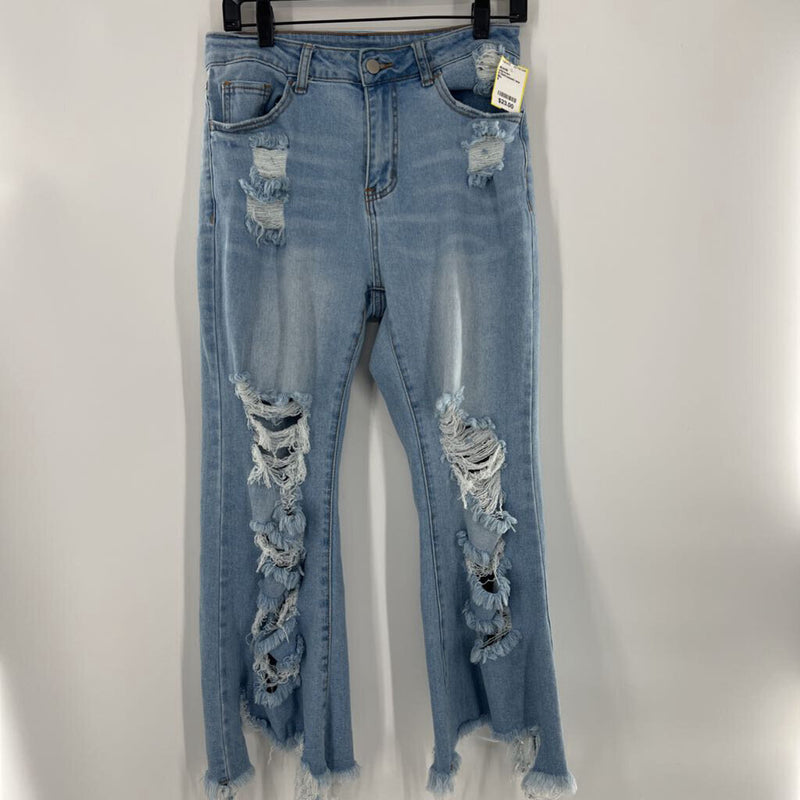 8 Distressed raw hem jeans