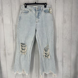 29 Distressed raw hem jeans