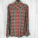 L Western print button down l/s top