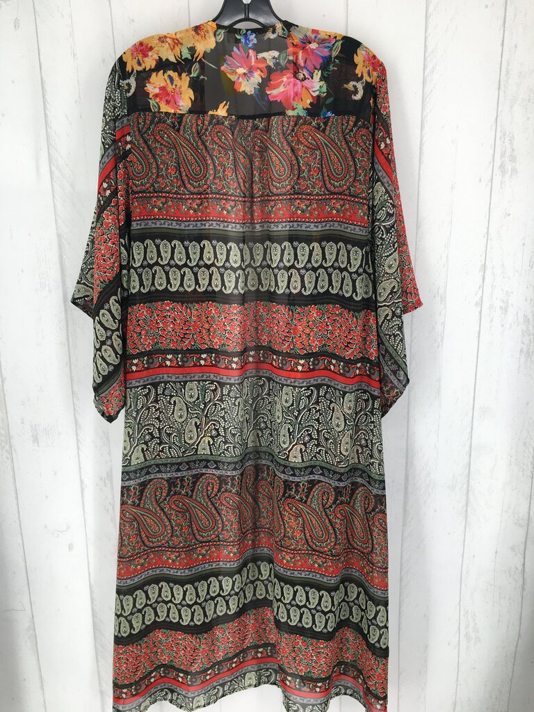 M/L Printed sheer duster elbow slv