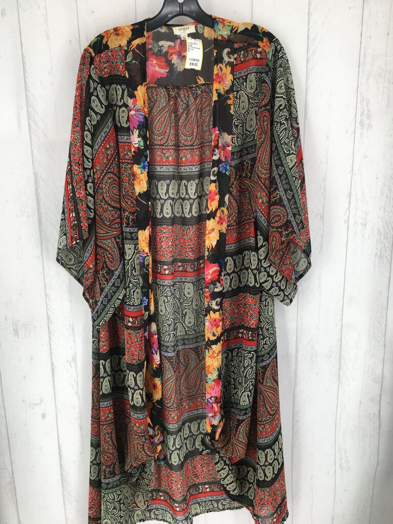 M/L Printed sheer duster elbow slv