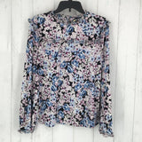 M Flo print ruffled l/s top