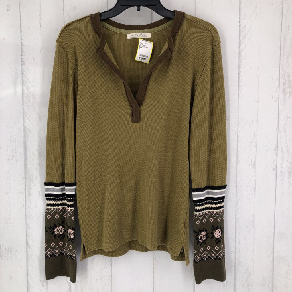 XL Waffle-knit textured l/s top