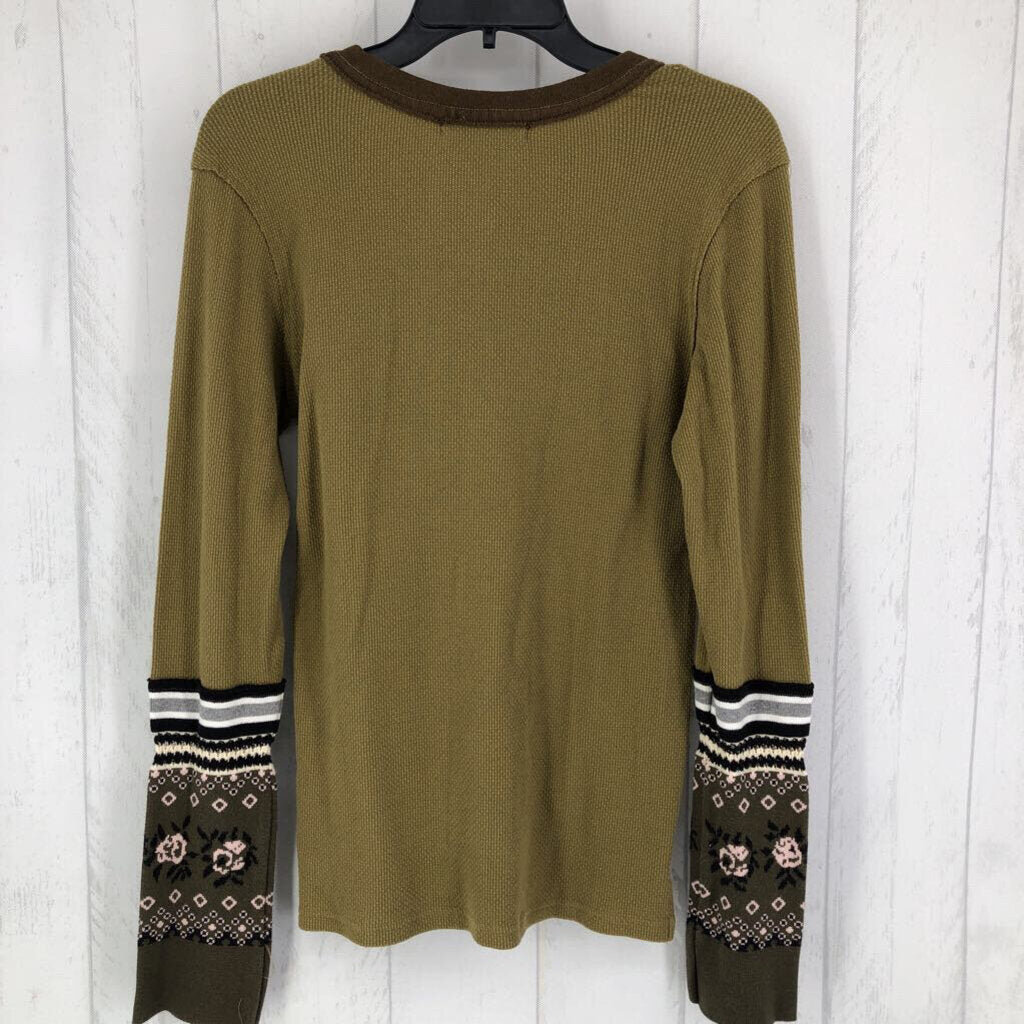 XL Waffle-knit textured l/s top