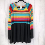 3XL Striped ruffle bottom l/s top