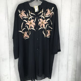 M flowre embroidered sheer button shirt