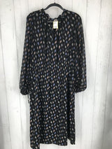 XXL Printed tie-neck l/s dress