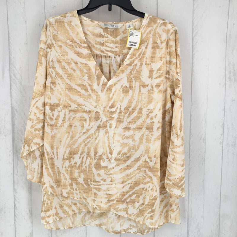 S Printed v-neck bell slv tunic