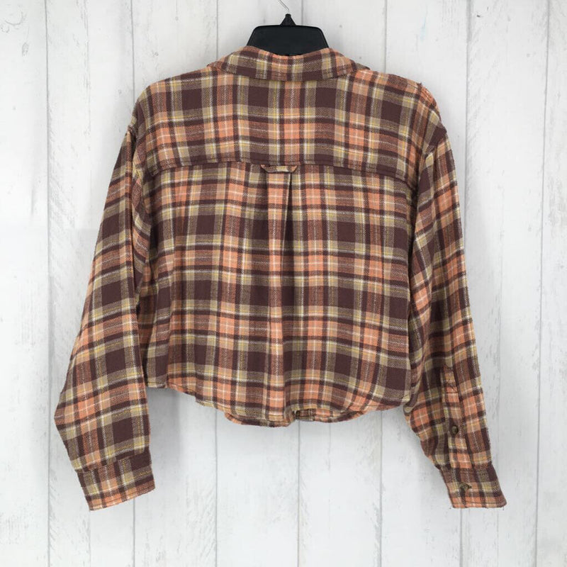 S l/s crop button shirt