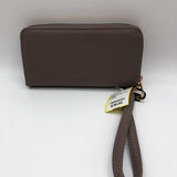 Vegan leather zip-around wallet wristlet