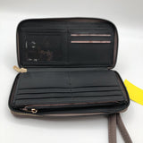 Vegan leather zip-around wallet wristlet