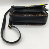 Leather w/ snakeskin accent shoulder bag