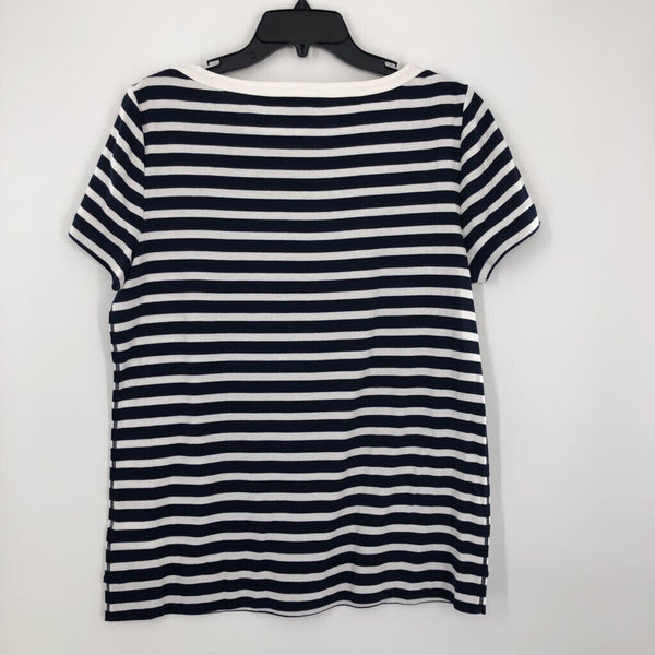 XL Striped zipper accent s/s top