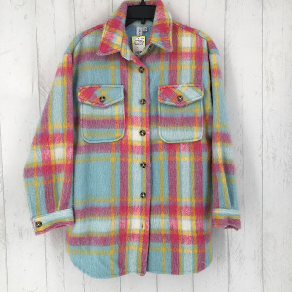 S fuzzy plaid shacket