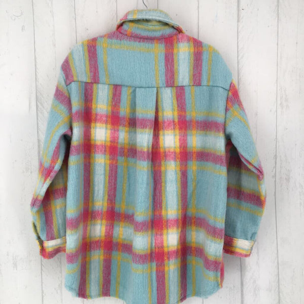 S fuzzy plaid shacket