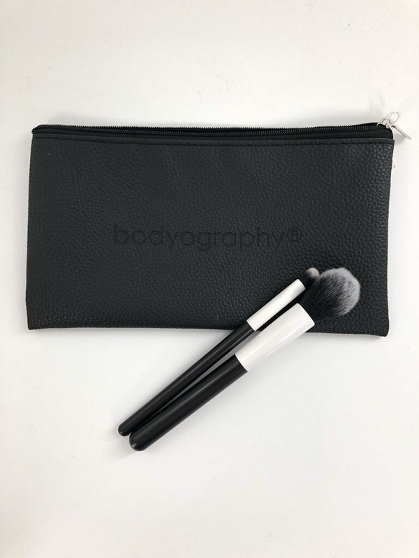 2 pc bodyography cosmetic brush set w/pouch