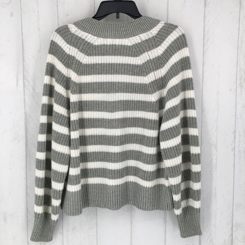 S l/s stripe v-neck sweater